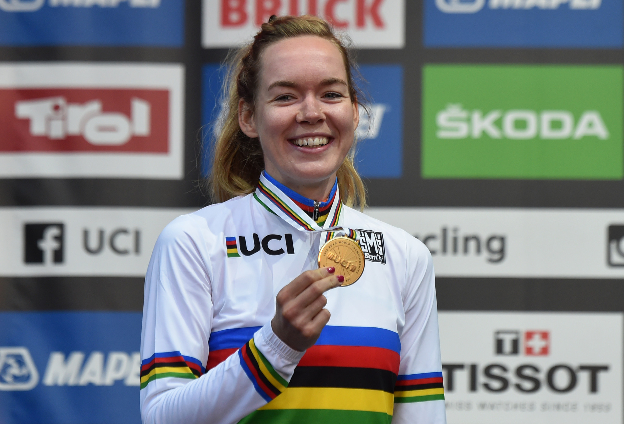 Anna van der Breggen achieved a dominant victory in the women's road race ©Getty Images