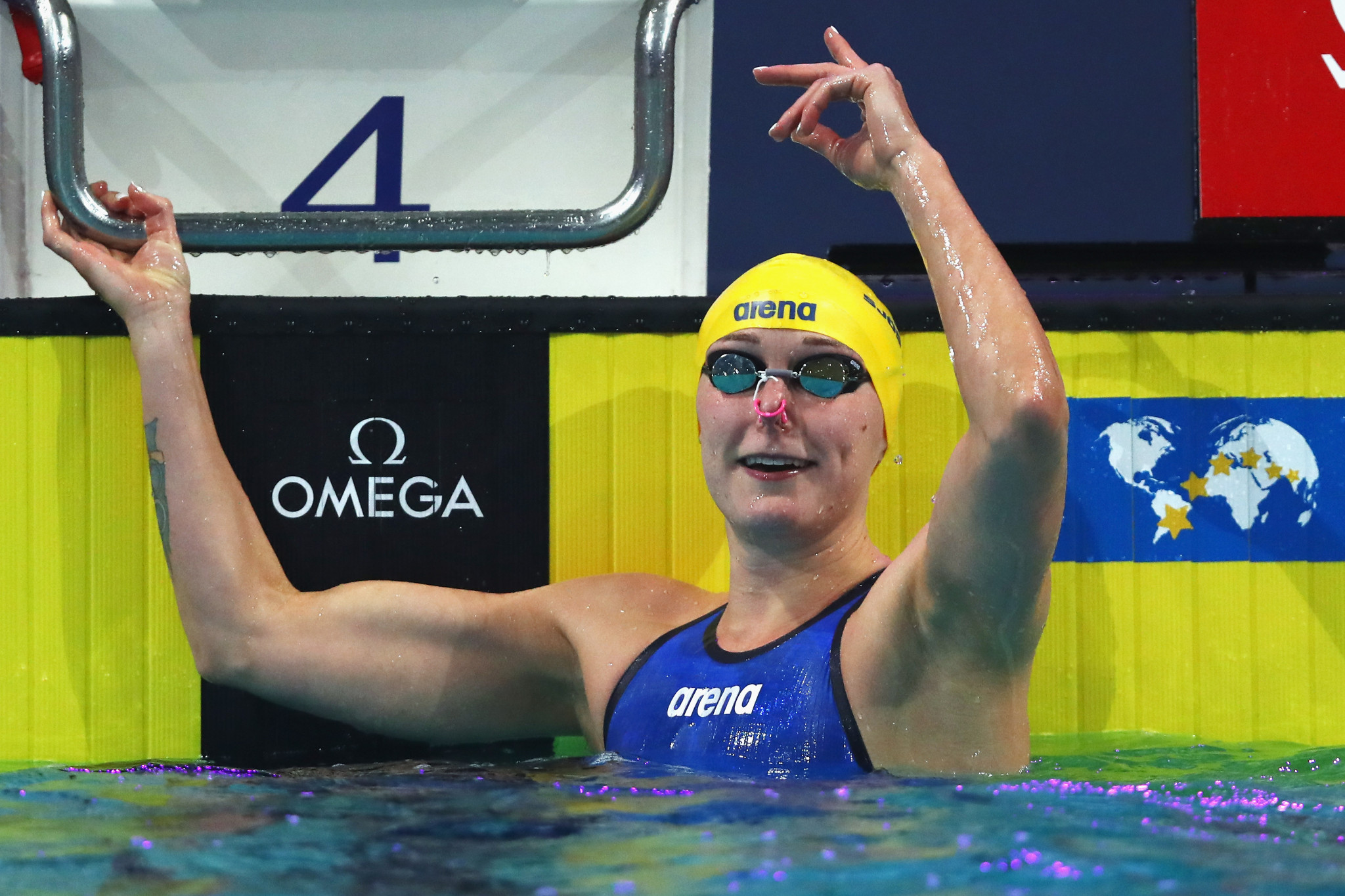 Sarah Sjostrom won both the 100m butterfly and 100m freestyle today, taking the former in a record breaking time ©Getty Images