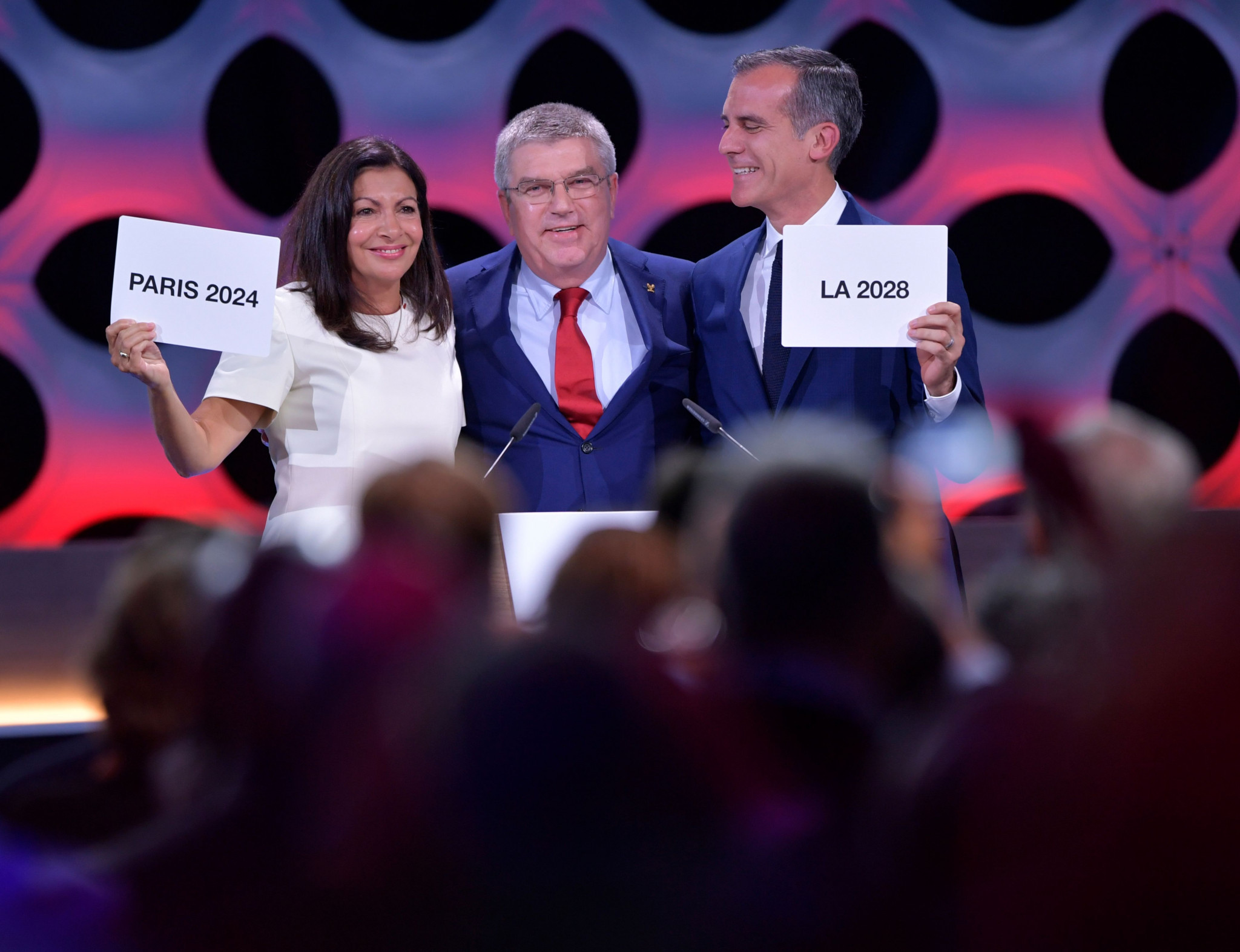Thomas Bach oversaw the joint award of the 2024 and 2028 Summer Olympic Games to Paris and Los Angeles ©Getty Images