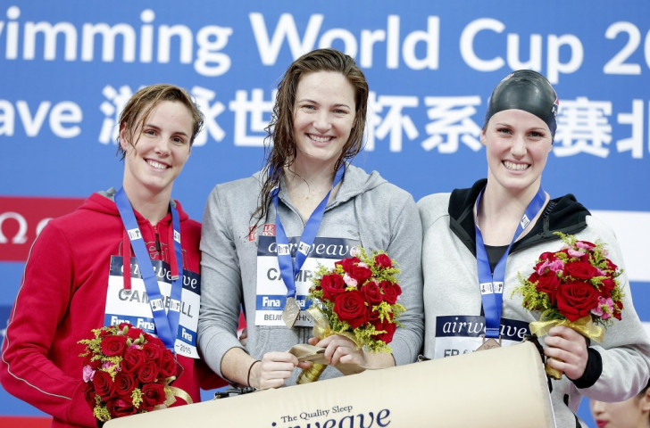 Cate and Bronte Campbell again secured a one-two finish for Australia in the women's 100m freestyle with the United States' Missy Franklin in third