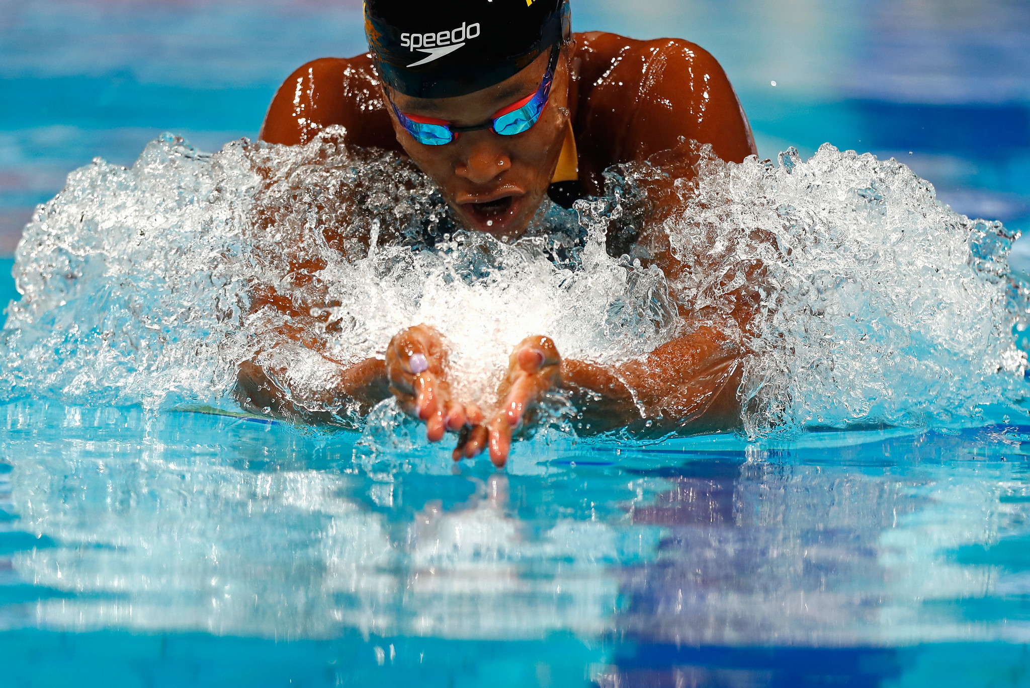Alia Atkinson of Jamaica broke the world record for the 50m breast stroke race, one of three broken on the final day of the FINA Swimming World Cup in Budapest ©FINA
