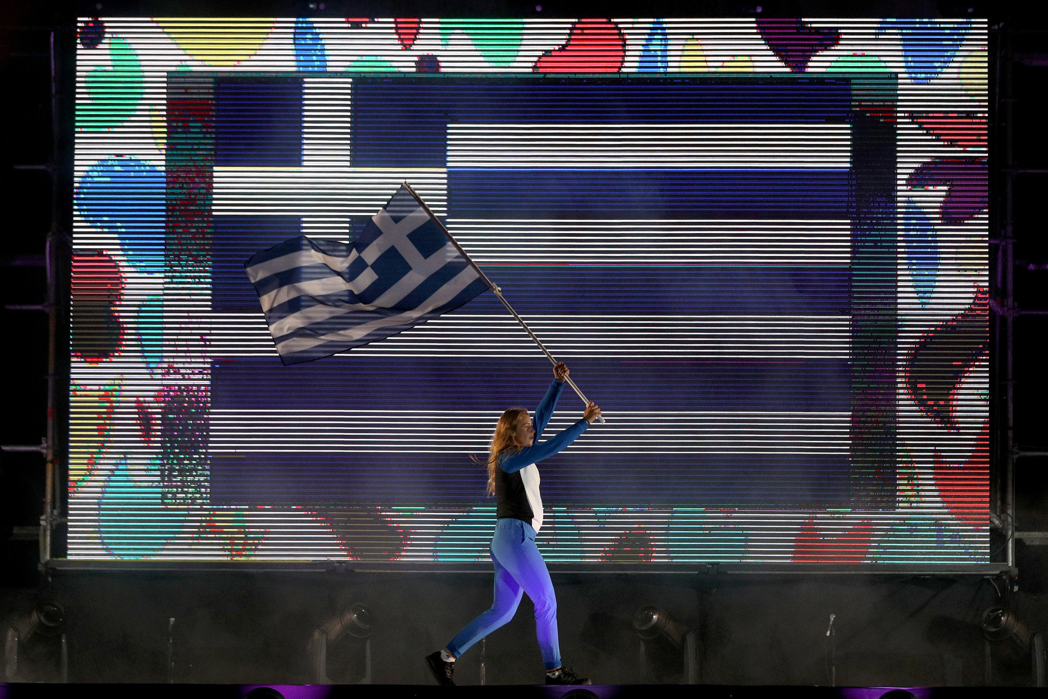 Olympic tradition was followed as Greece's flag entered the Ceremony first ©Getty Images