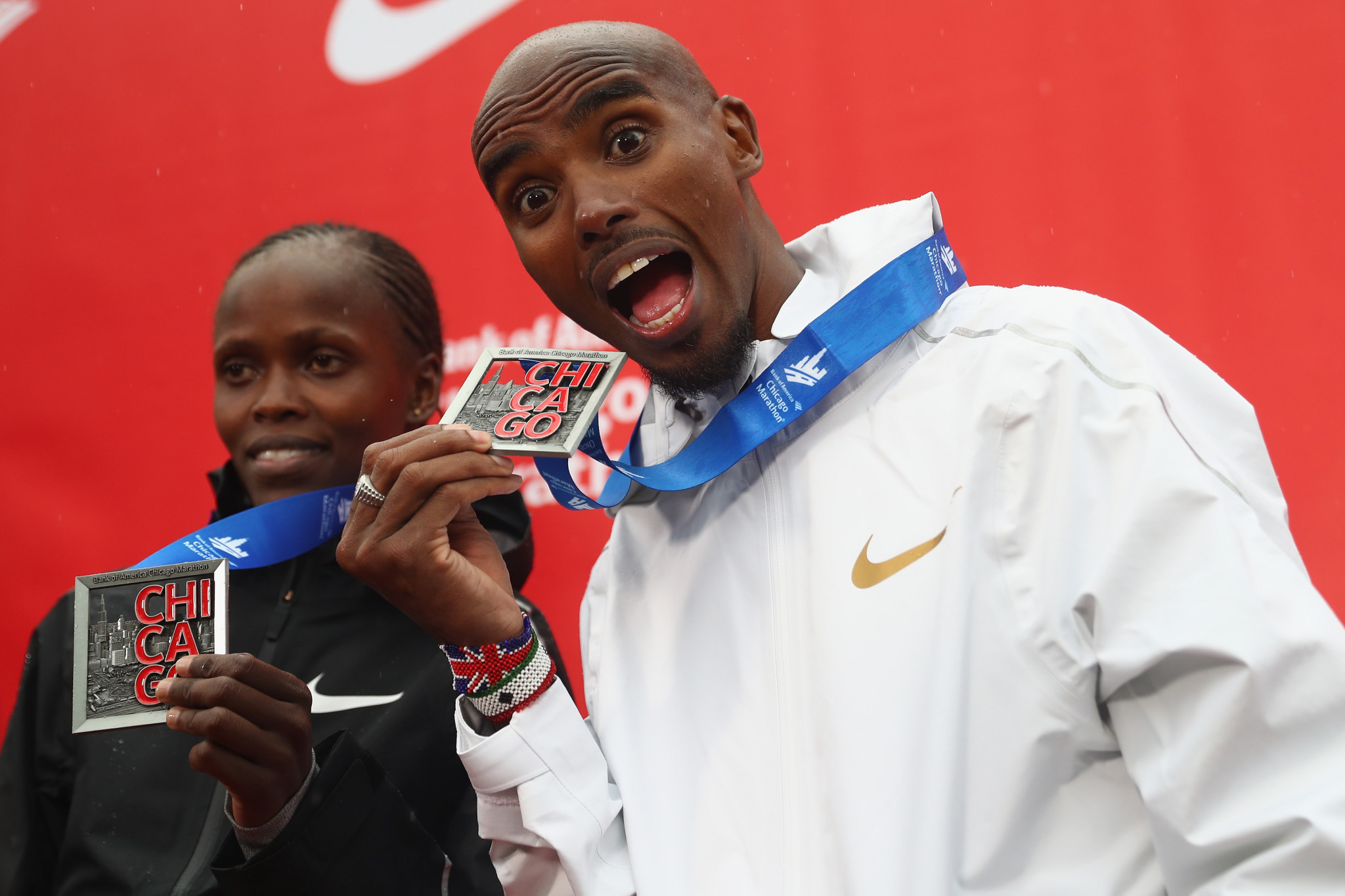 Briain's Sir Mo Farah won his first marathon in Chicago, with Kenya's Brigid Kosgei victorious in the women's race ©Getty Images 