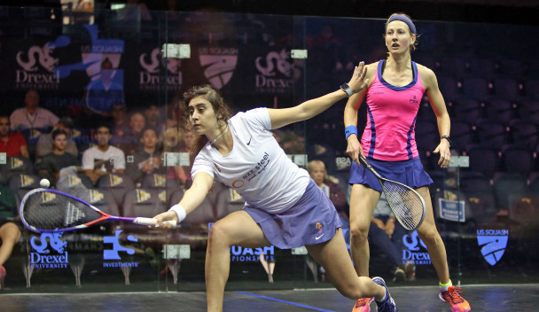 World number one Nour El Sherbini of Egypt beat Alison Waters of England 3-0 to progress to the quarter-finals of the PSA US Open ©PSA World Tour