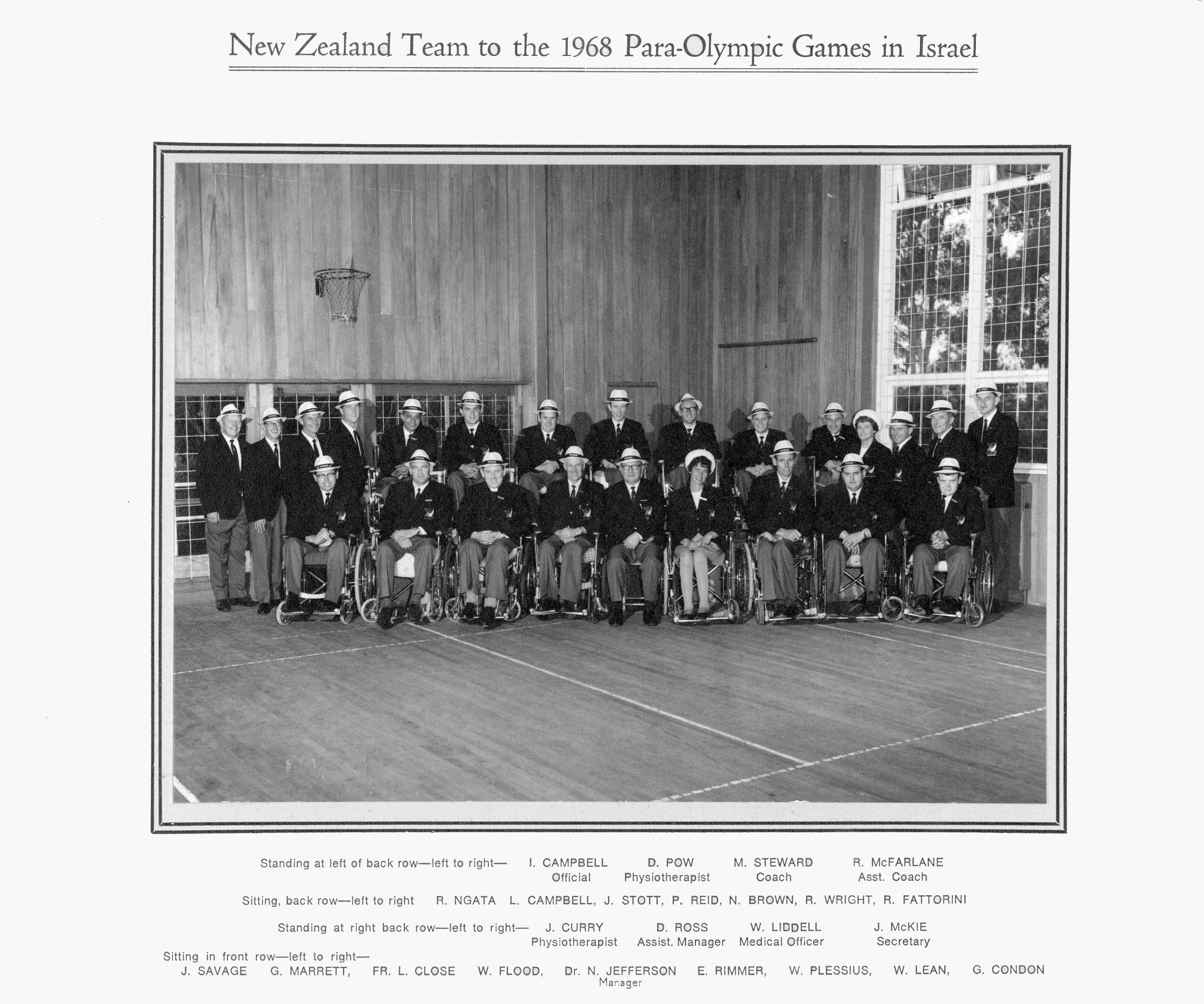 A photograph of the New Zealand Paralympic team who competed at the 1968 Tel Aviv Games ©PNZ