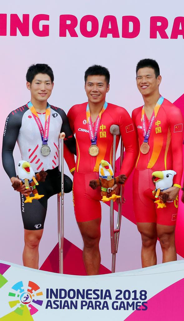 China took gold and bronze in yesterday's C1-2 men's time trial ©Asian Para Games