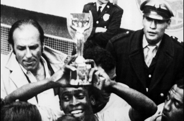 Pelé brandishes the Jules Rimet trophy after Brazil earned the right to keep it with a third World Cup final win in 1970 - but in 1983 it was stolen and has not been seen since ©Getty Images  