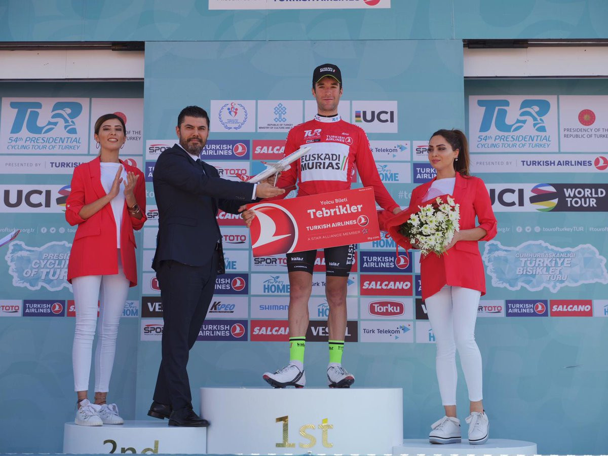 Benat Txoperena performed well on the climbs to retain the red jersey going into stage four ©Tour of Turkey/Twitter