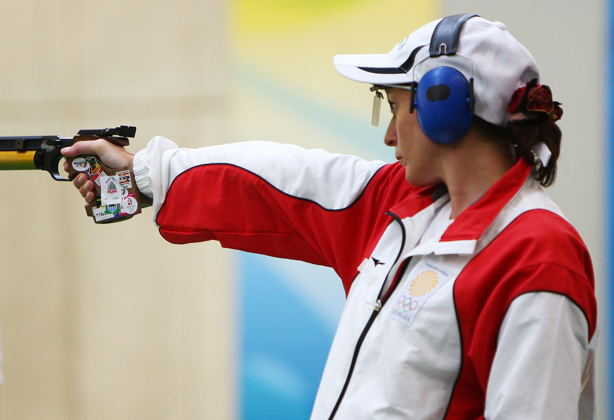 Former Olympic pistol shooting champion Nino Salukvadze is now a vice president of the Georgian National Olympic Committee and helped present the diplomas ©Getty Images