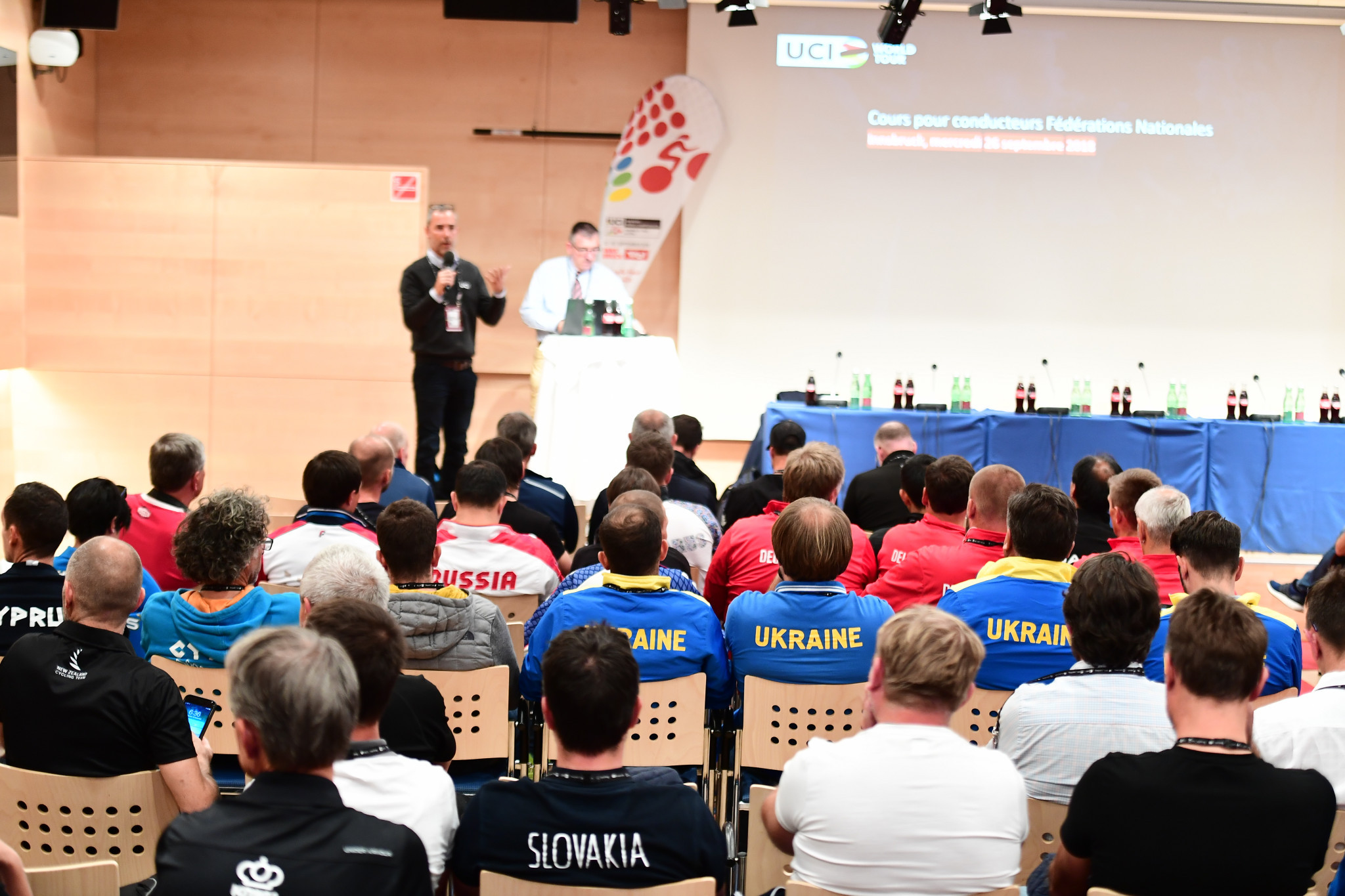 The teams were briefed about the new safety initiative that aims to improve rider safety ©UCI