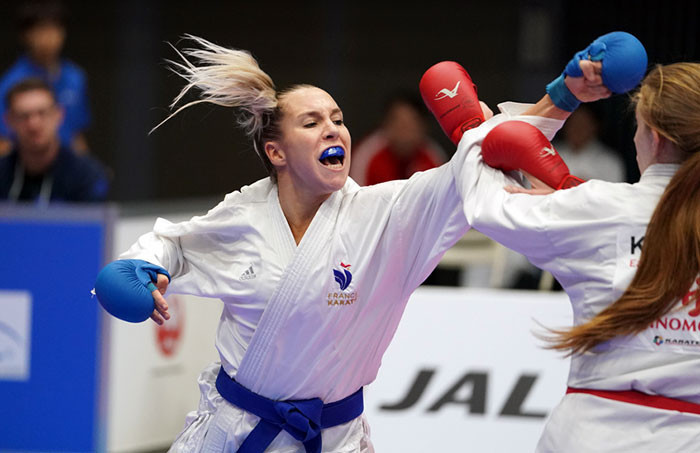 France's junior karate star Gwendoline Philippe impressed to advance to the finals at the Tokyo Premier League event ©WKF
