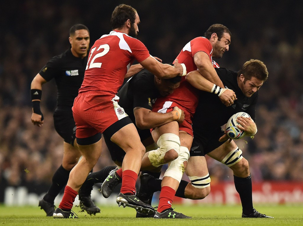 Fierce tackling from the Georgian team put New Zealand's star players under pressure throughout the tie