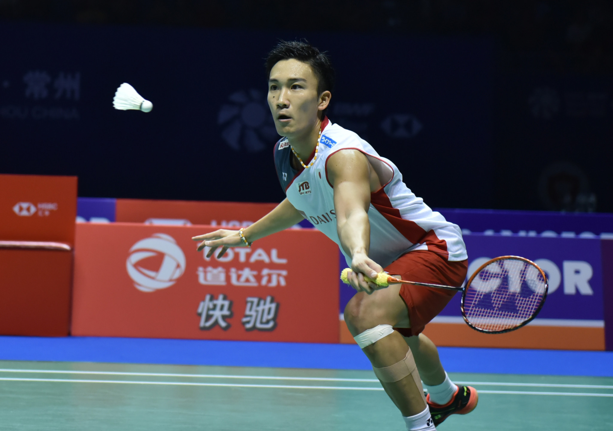 Japan's Kento Momota has earned a place in the second round of the Badminton World Federation Denmark Open ©Getty Images