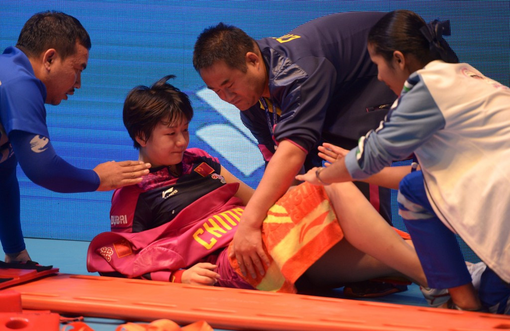 China's Chen Meng was forced to withdraw from the women's singles final through injury