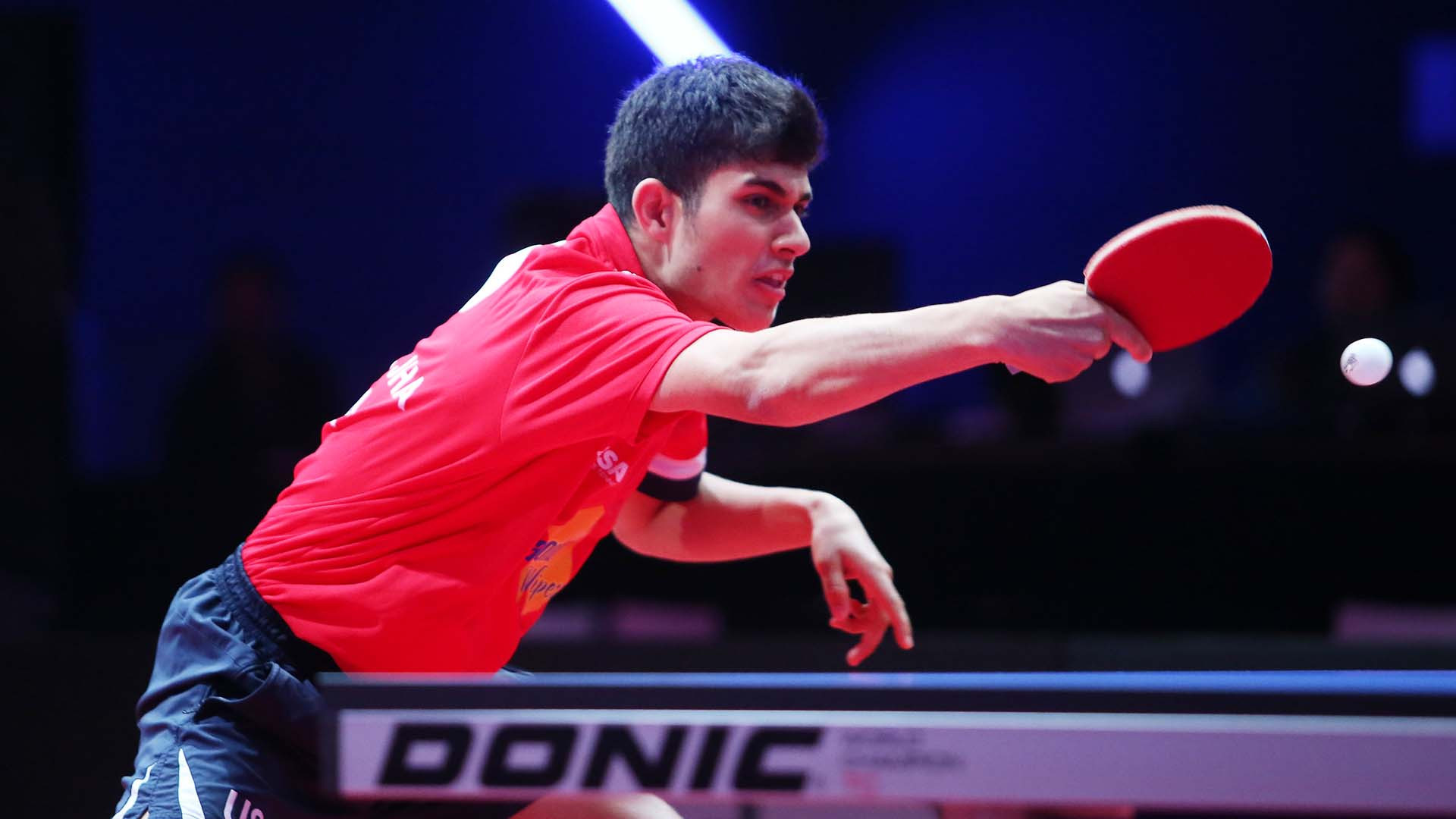 Buenos Aires 2018 bronze medallist Kanak Jha of the United States was among players to go through ©ITTF