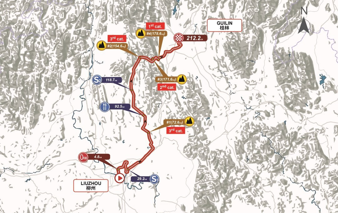 The route for the fifth stage of the Tour of Guangxi in China, which took place over 212.2 kilometres ©Tour of Guangxi