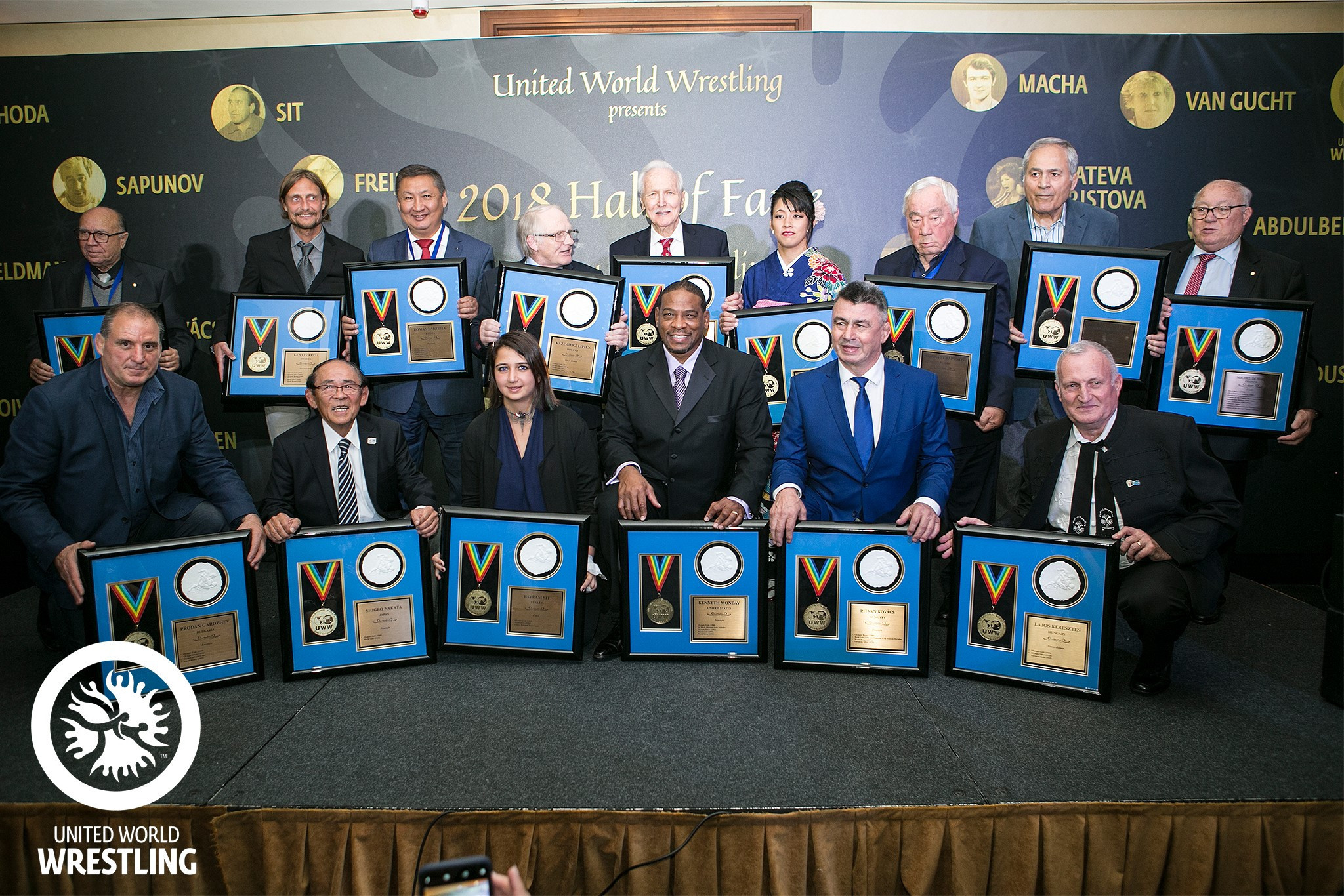 In all more than a dozen new members were inducted into the Hall of Fame, including world and Olympic champions ©UWW