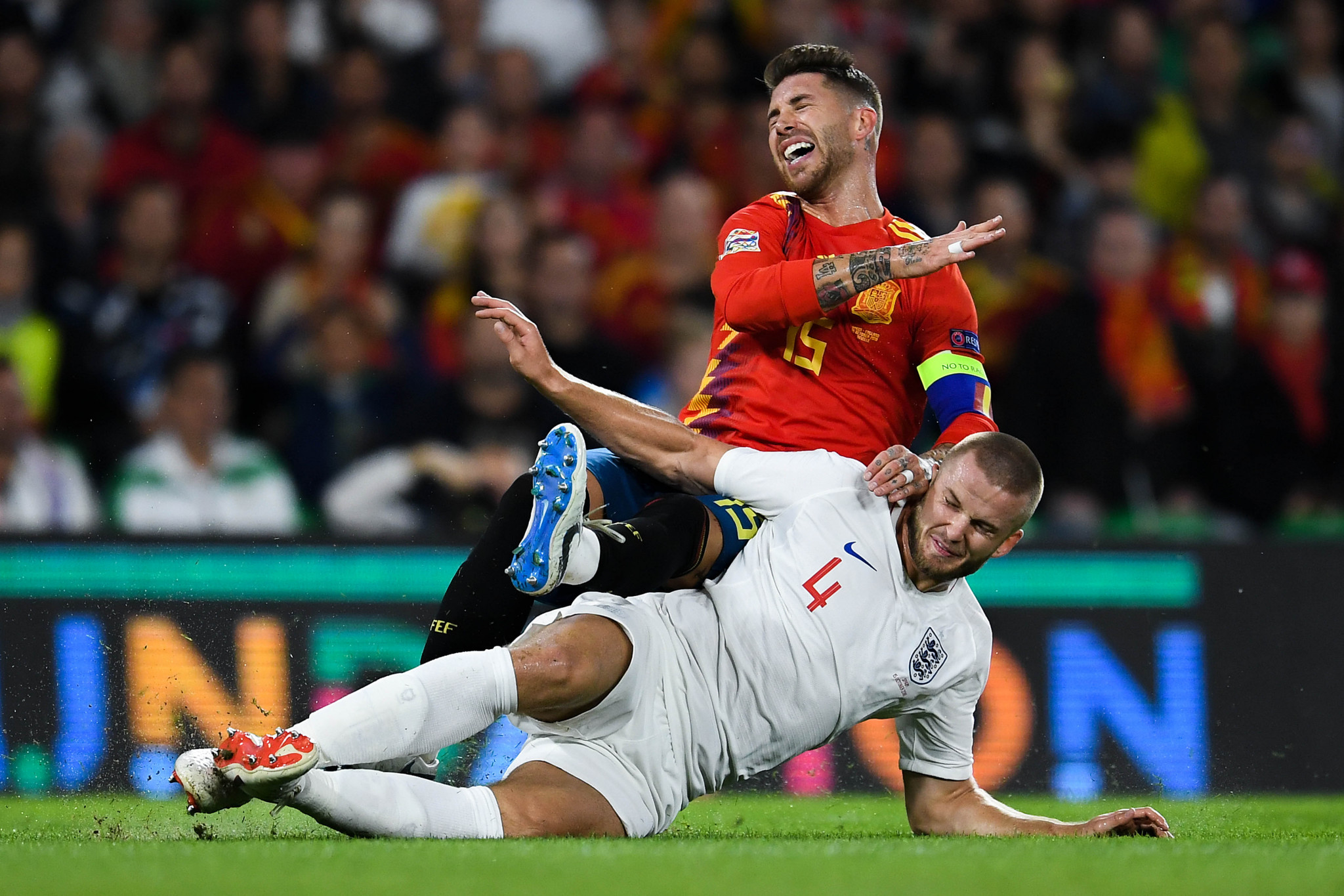 Eric Dier's tackle on Sergio Ramos highlighted the competitive nature of the Nations League games ©Getty Images
