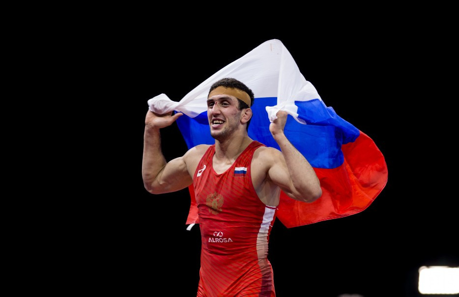 Zaurbek Sidakov won gold in the 74kg freestyle class, having knocked out two world champions on his way to the final ©UWW