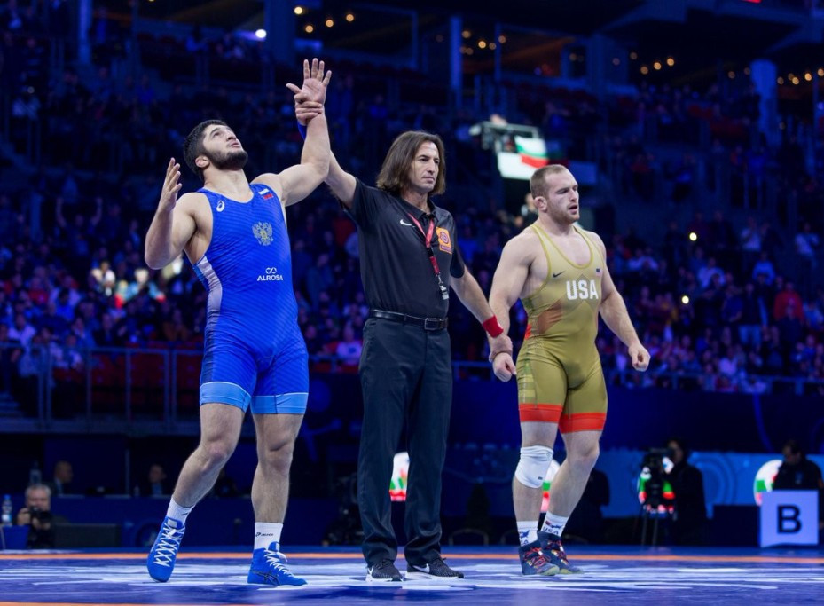 Abdulrashid Sadulaev helped Russia win the freestyle team title today by beating Kyle Snyder in the "rematch of the century" at 97kg ©Getty Images