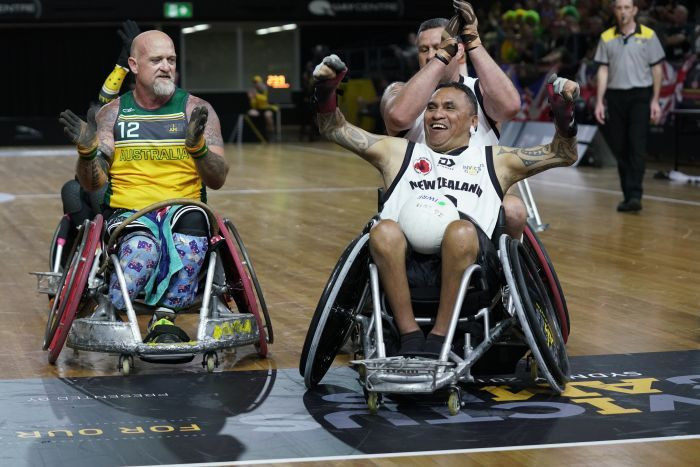 New Zealand's George Nepata celebrates a special try at end of his team's Invictus Games wheelchair rugby match against hosts Australia ©Invictus Games
