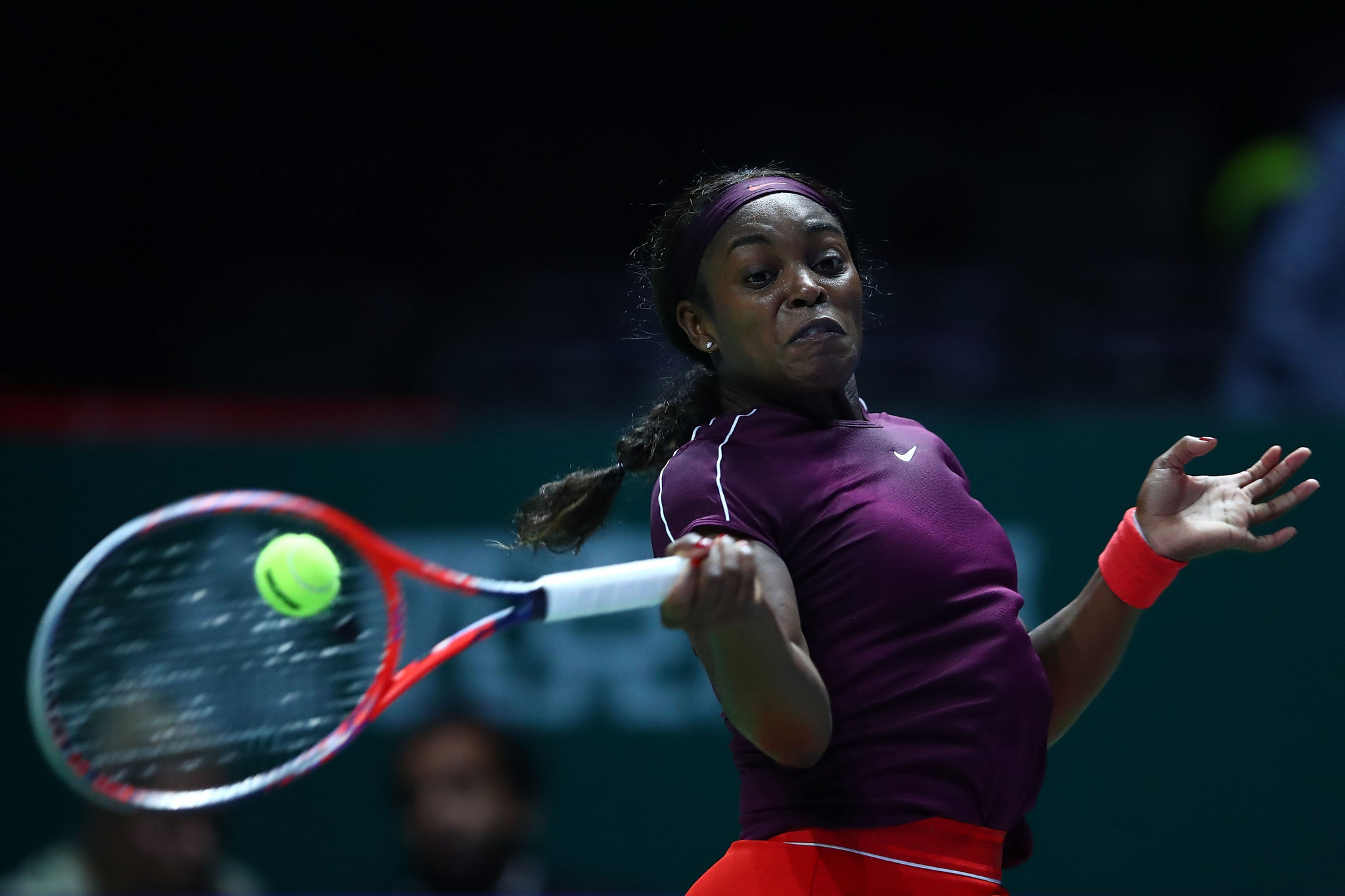 Sloane Stephens of the US beat Kiki Bertens of The Netherlands at the WTA Finals in Singapore ©Getty Images