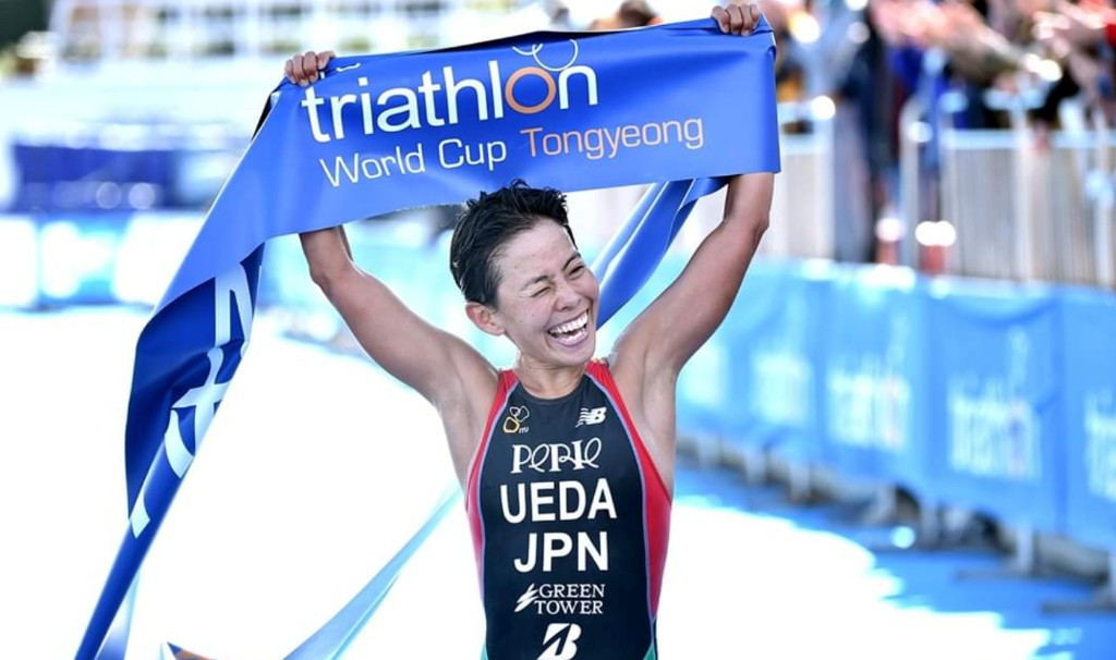 Japan's Ai Ueda won the women's race at the ITU Tongyeong World Cup in South Korea ©ITU