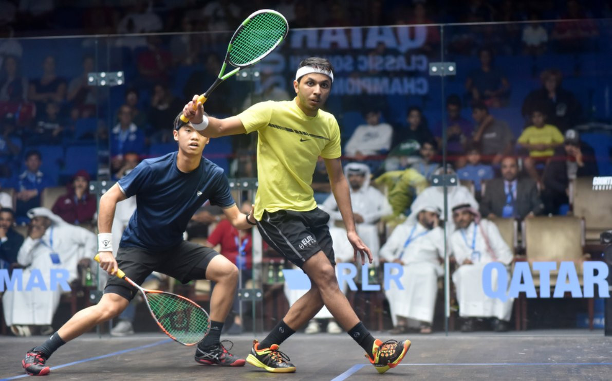 Qatar's number one Abdulla Al Tamimi lost in front of a home crowd to Eain Yow Ng of Malaysia in the first round of the PSA Qatar Classic ©Qatar Classic