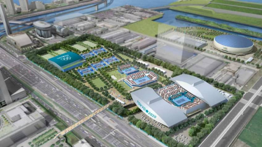 The proposed plan for the Ariake Tennis Centre in Tokyo, where renovations have currently been suspended due to the collapse of the contractor ©Tokyo 2020