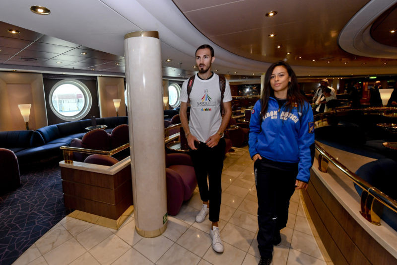 A delegation toured the cruise ship which will host 2,000 athletes at the 2019 Universiade in Naples ©FISU