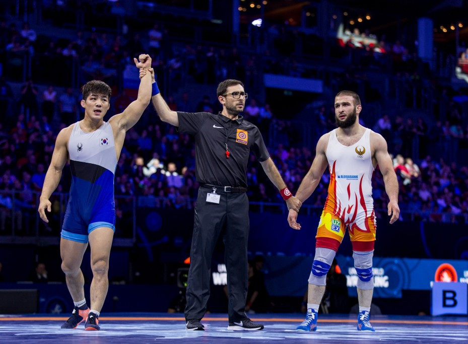 The man in charge of refereeing at the 2018 World Wrestling Championships Antonio Silvestri, not pictured, was given a surprise award tonight for his service to the sport ©UWW