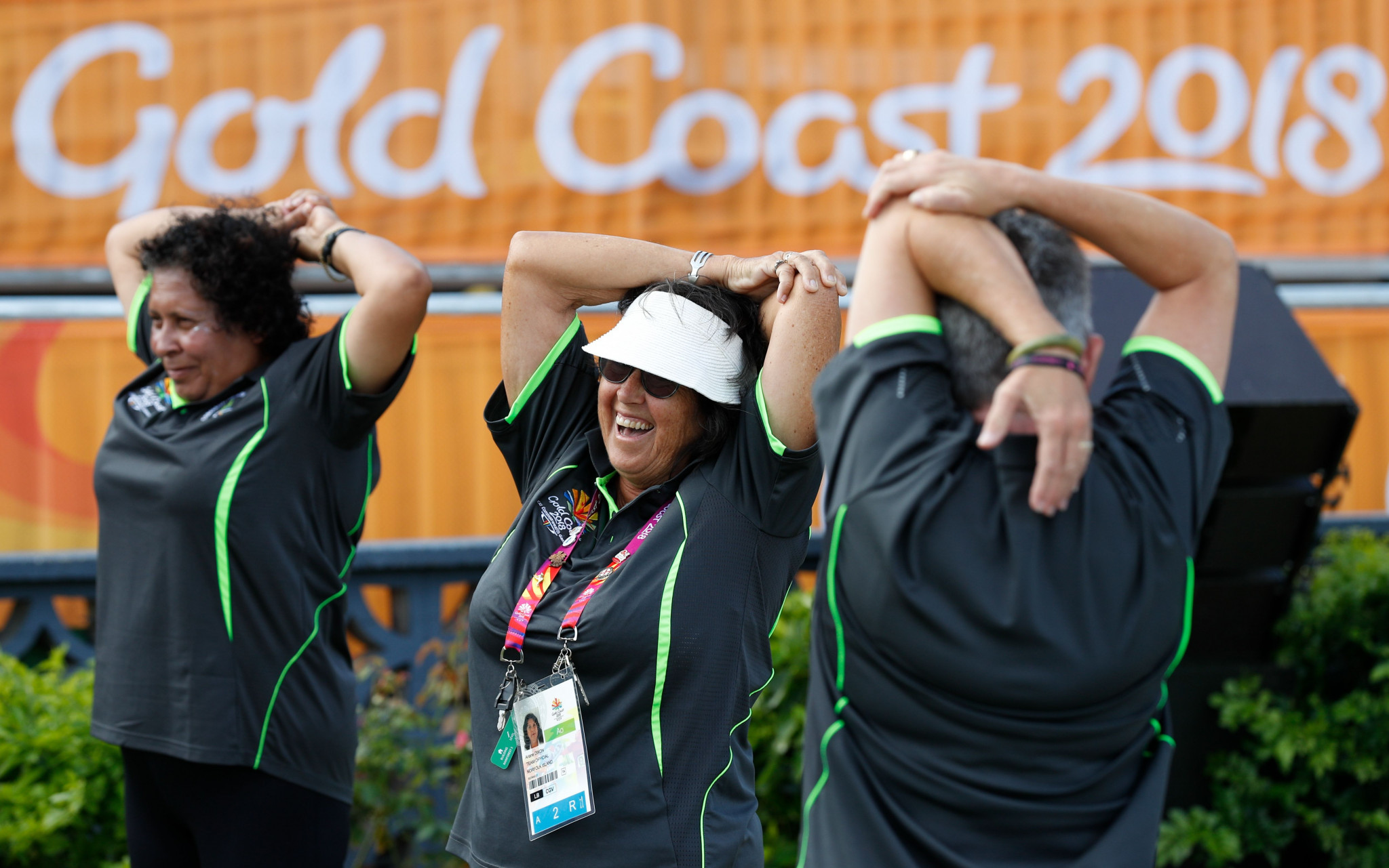 Norfolk Island's Carmen Anderson, pictured here on the right during the Gold Coast 2018 Commonwealth Games, occupies first place in section two of the women's event ©Getty Images