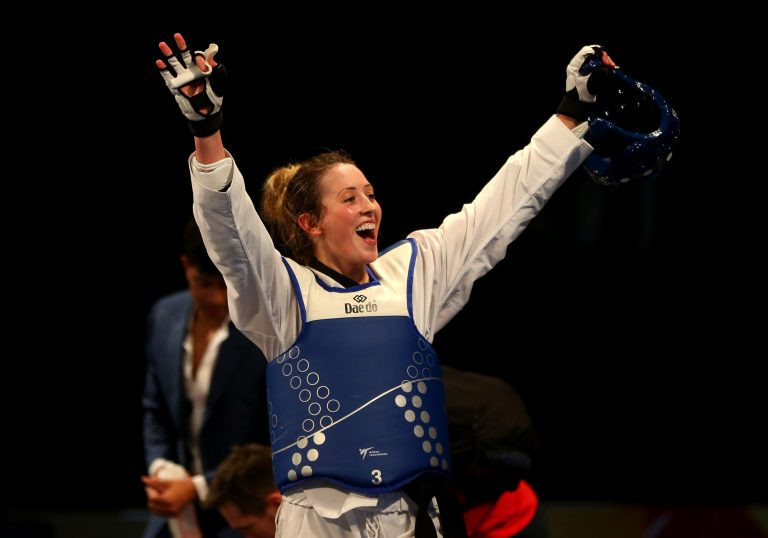 Jade Jones hails home gold at the World Taekwondo Grand Prix in Manchester ©Getty Images  