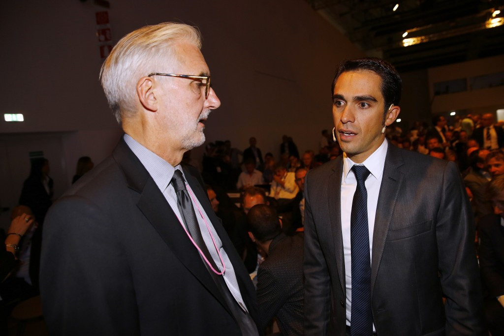 UCI President Brian Cookson and reigning champion Alberto Contador were among those who attended the official presentation