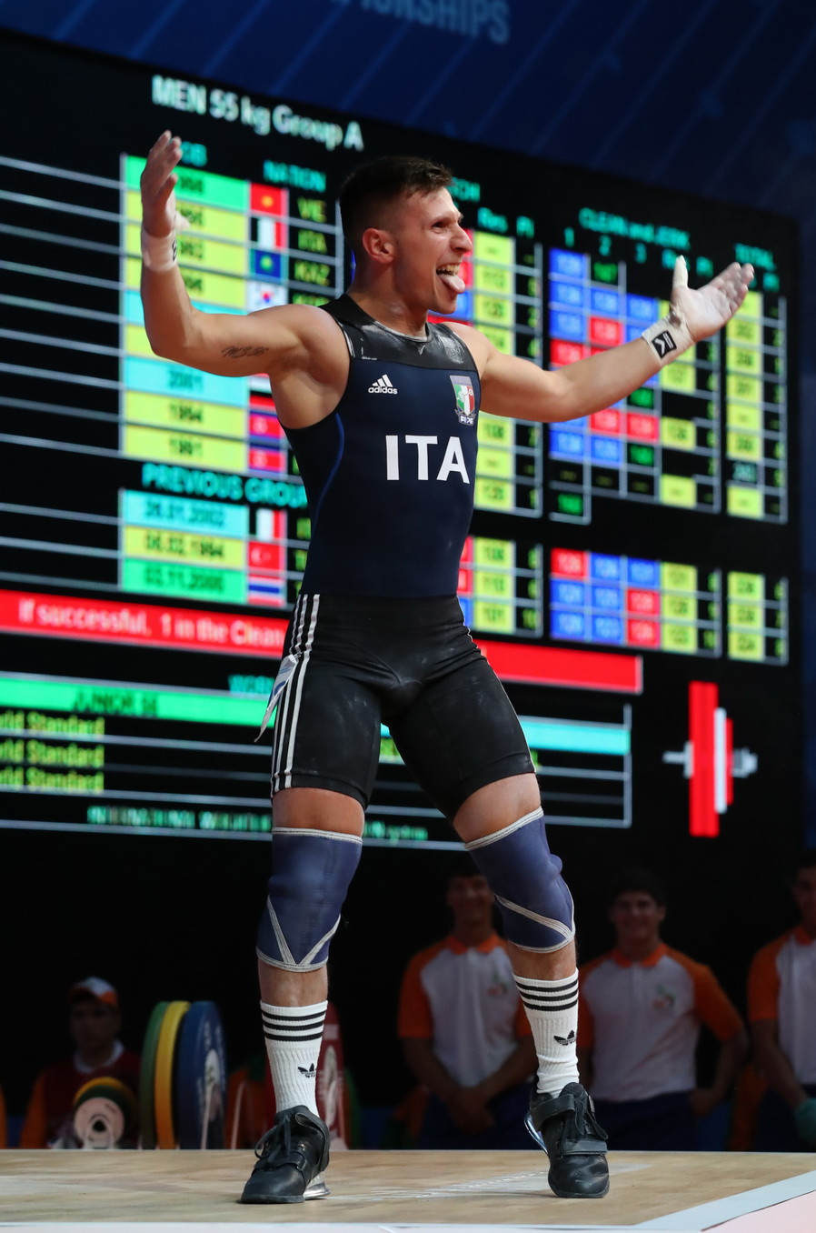 Italy’s Mirco Scarantino clinched the overall bronze medal with 252kg ©IWF
