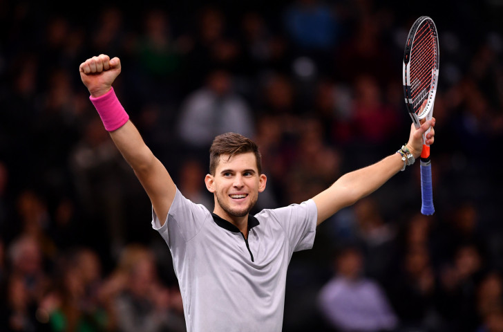 Dominic Thiem of Austria salutes his quarter-final victory over Paris Masters defending champion Jack Sock of the United States ©Getty Images  