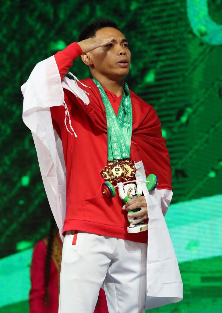 Indonesia’s Eko Yuli Irawan followed up his recent home triumph at the 2018 Asian Games by claiming a clean sweep of gold medals in the men’s 61kg category ©IWF