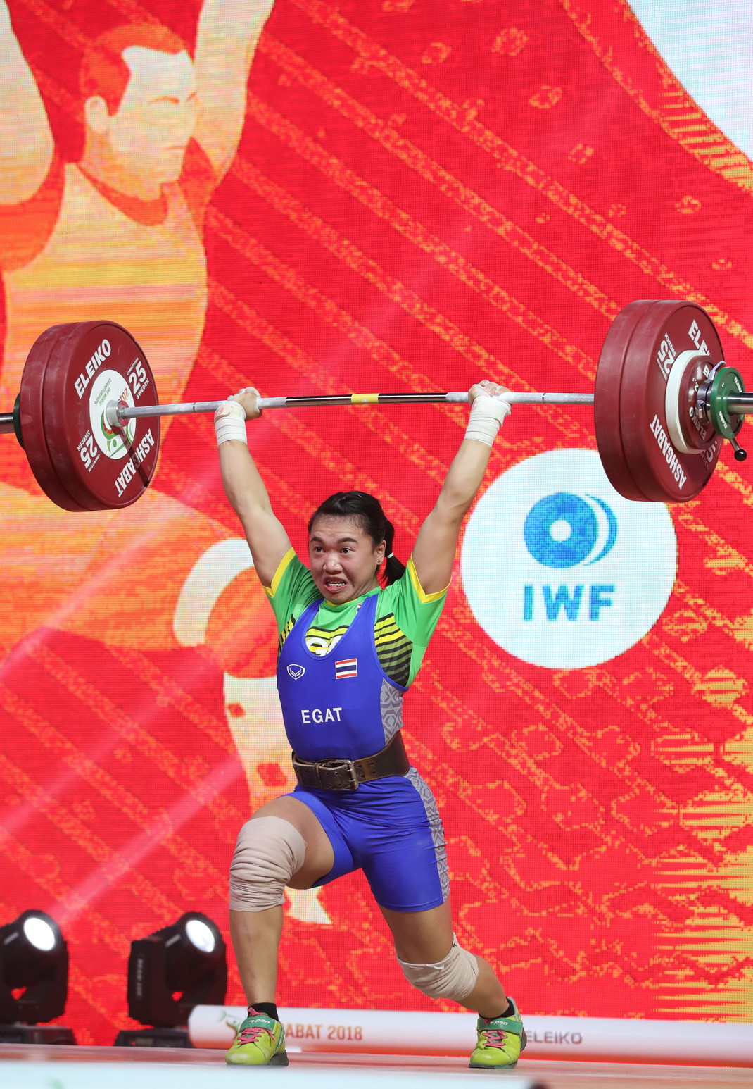 They switched positions in the clean and jerk with Wamalun, pictured, second and Rim third ©IWF