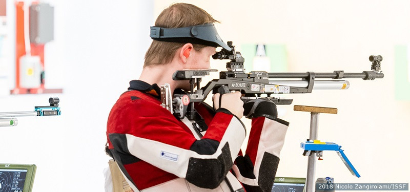 Dempster Christenson of the United States, alongside Mindy Miles, won the 10m mixed team air rifle event ©Team USA