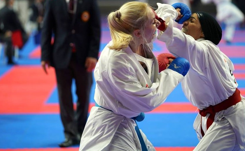 Greece’s Eleni Chatziliadou claimed victory in a hard-fought women's over-68kg semi-final ©WKF