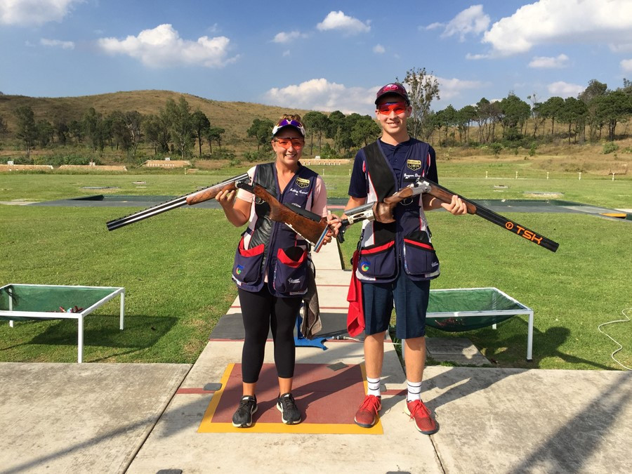 Ashley Carroll, left, and Grayson Davey, right, won gold today in the mixed trap final ©USA Shooting