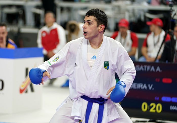 Brazil's Vinicius Figueira will face France's 2016 Karate World Championships bronze medallist Steven Dacosta in the men's under-67kg final in Madrid ©WKF