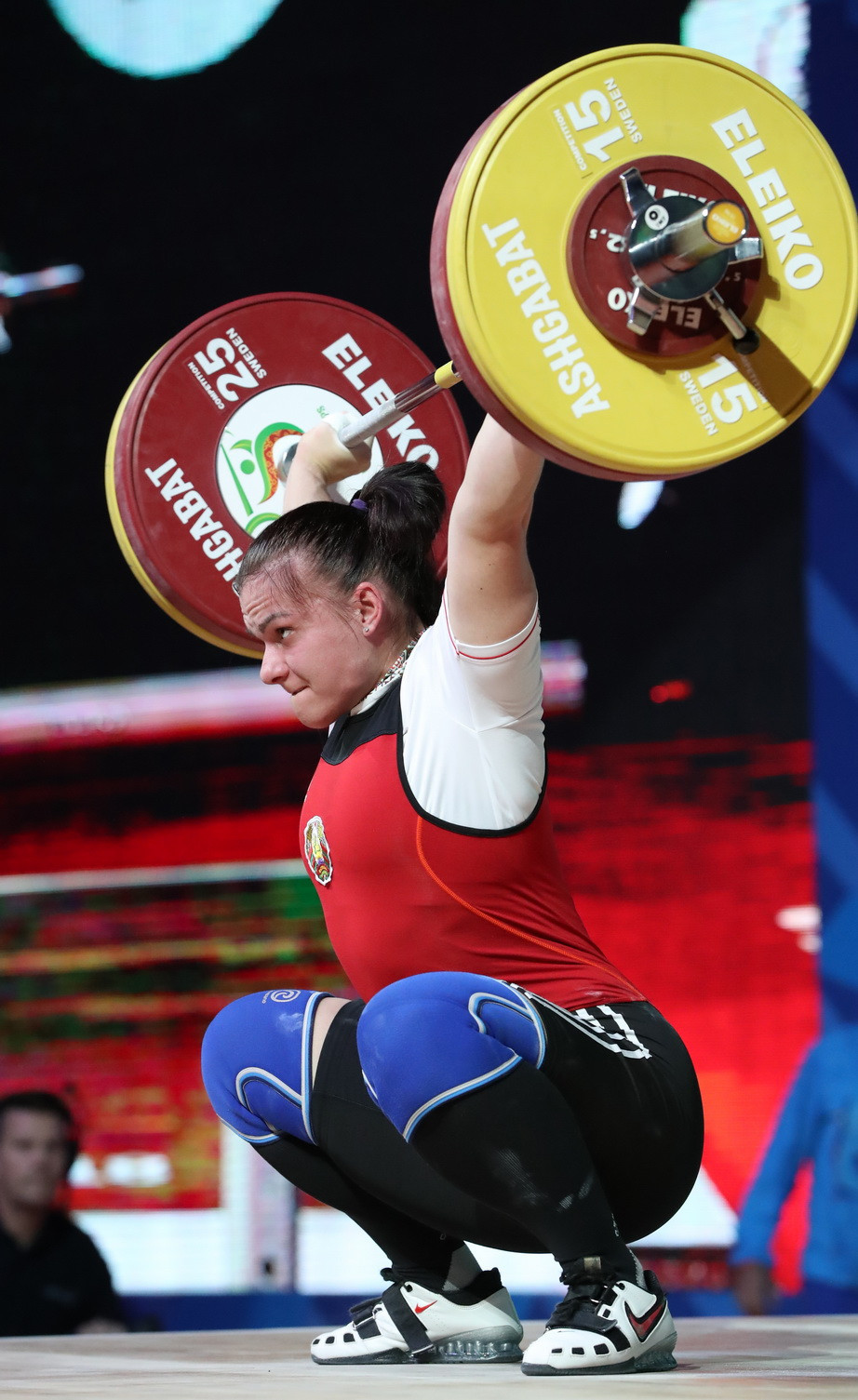Belarus’ Darya Naumava finished second in the total with 245kg ©IWF