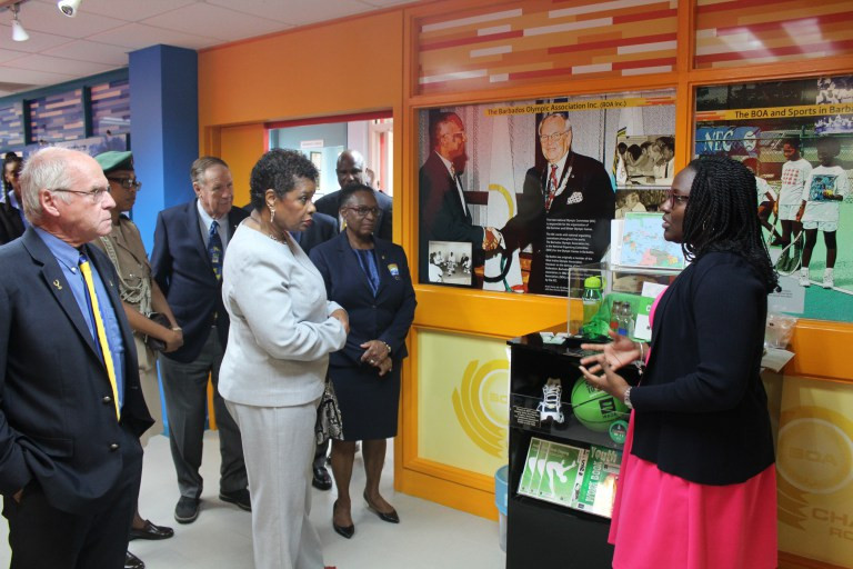 Dame Sandra Mason was given a tour of the National Olympic Museum and met with officials from the Barbados Olympic Association ©BOA