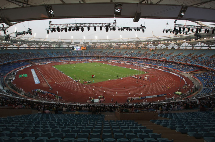 The new centre of athletics excellence for which IAAF President Sebastian Coe signed an expression of intent in New Delhi today will be accommodated within the sports complex at the Jawahar Lal Nehru Stadium, pictured here during the 2010 Commonwealth Games ©Getty Images