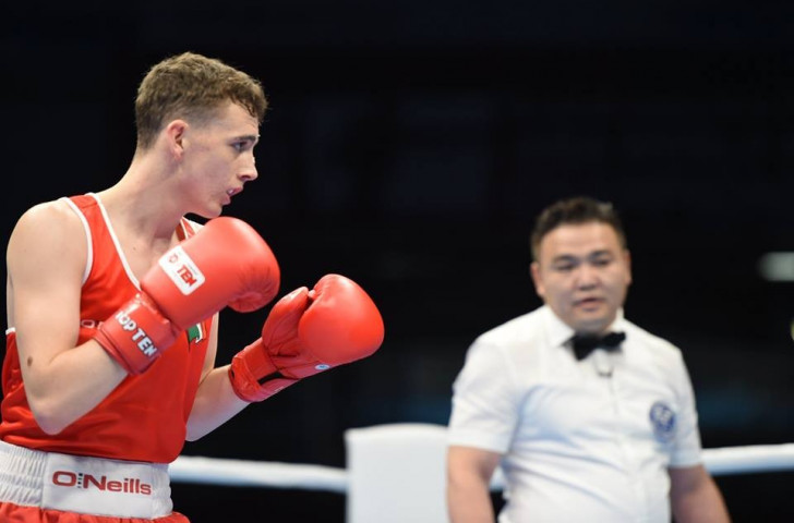 Irish light flyweight Brendan Irvine recorded a 3-0 points victory against the United States' Nico Hernandez ©AIBA/Facebook
