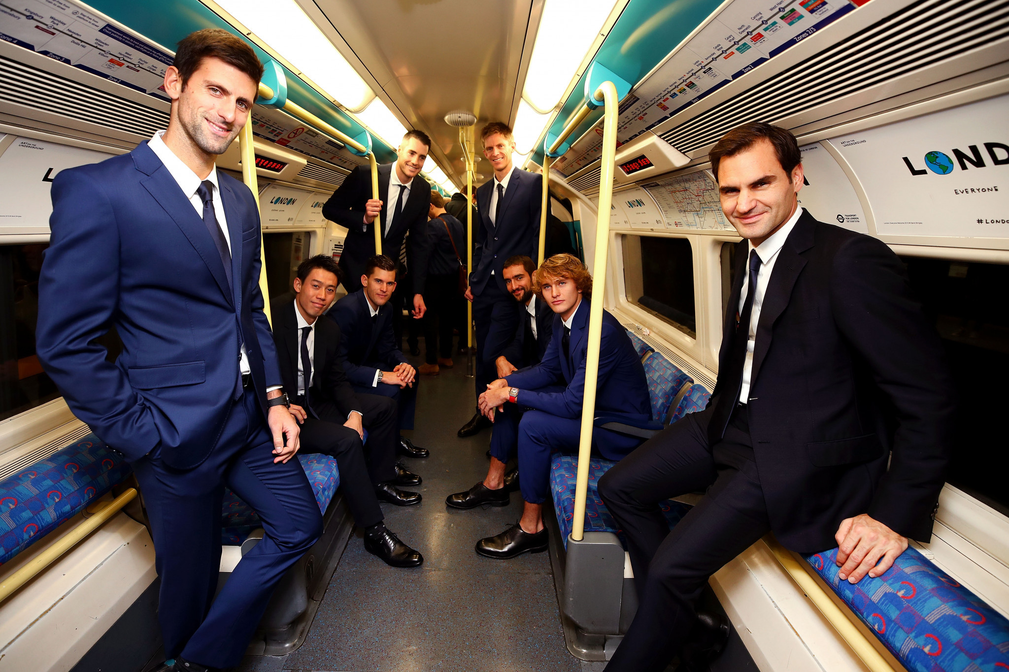 The players pose on the London Underground before the tournament begins tomorrow  ©Getty Images