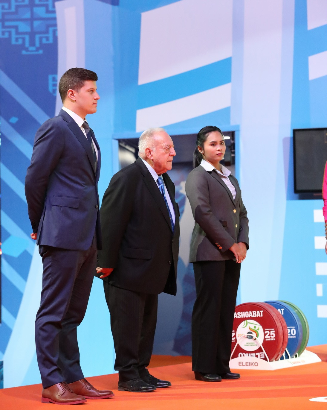 Among those in attendance during the World Championships was IOC member Daniel Gyurta, pictured here on the left next to IWF President Tamás Aján ©IWF