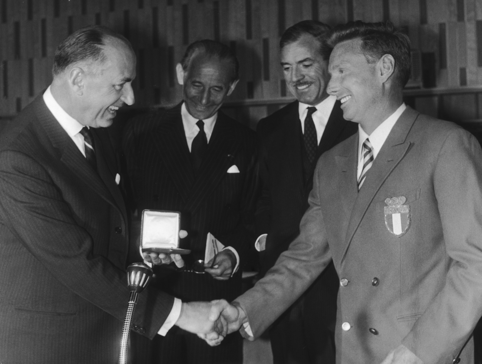 Eugenio Monti, right, was recognised for his sportsmanship at the 1964 Winter Olympics in Innsbruck ©Getty Images