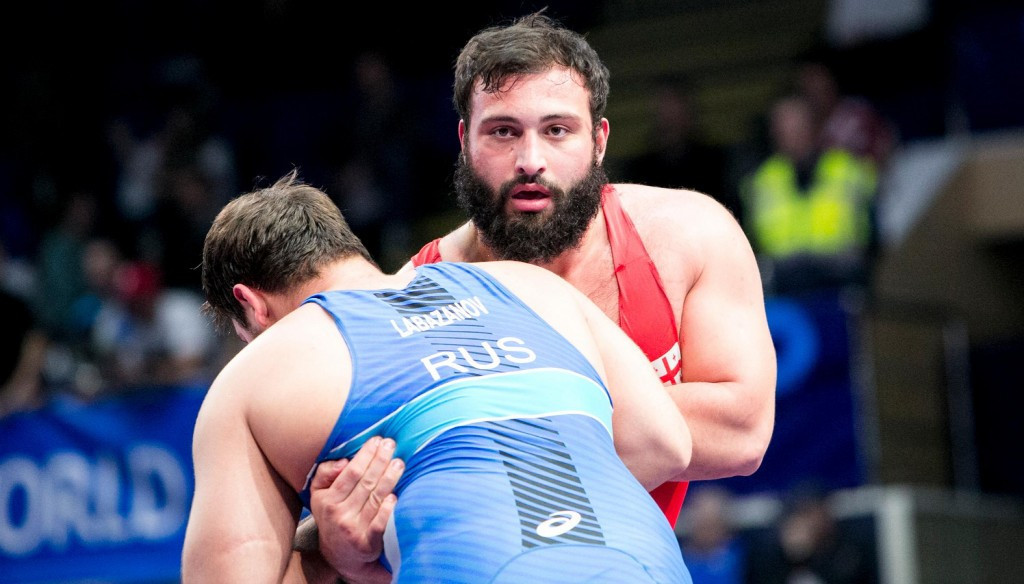 Zviadi Pataridze of Georgia, Greco-Roman silver medallist at last year's UWW Under-23 World Championships, has reached the final again on the opening day of this year's Championships in Bucharest ©UWW
